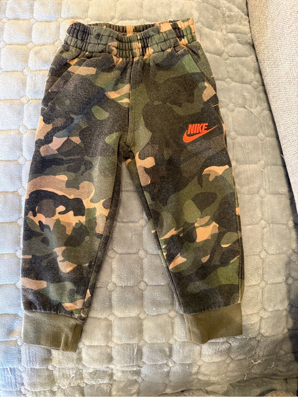 Nike Green Camo Joggers with Orange Logo